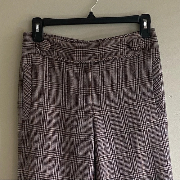 J Crew Favorite Fit wool plaid wide leg cuffed trousers pants. Size 0 - Picture 2 of 6